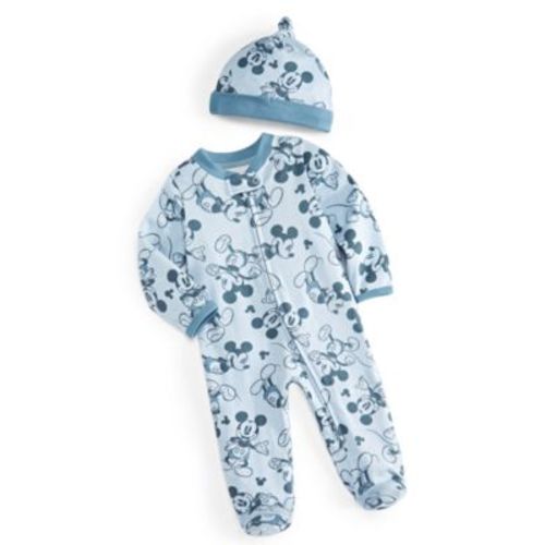 Baby Mickey Mouse Hooray Footed Coverall & Hat, 2 Piece Set