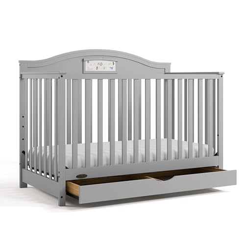 Graco Story Convertible Crib with Drawer and Graco Premium Foam Crib & Toddler Bed Mattress Bundle (Pebble Gray) – GREENGUARD Gold Certified, Nursery Storage Drawer, Converts to Toddler Bed & Daybed