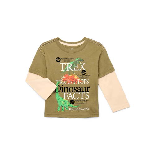 Wonder Nation Toddler Boys Hangdown Graphic Tee with Long Sleeves, Sizes 12M-5T