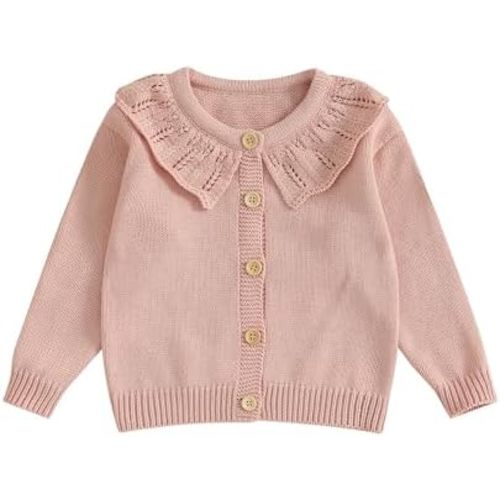 Baby Girl Cardigan Sweater Infant Toddler Floral Embroidered Button Down Knit Sweaters Fall Winter Clothes