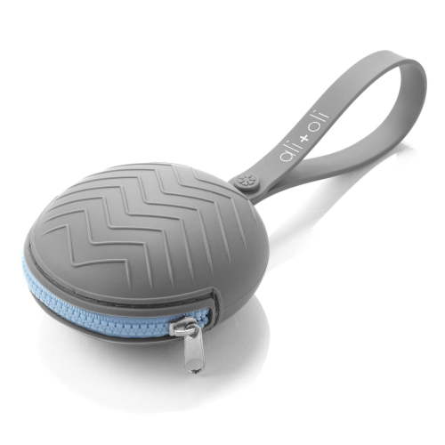 Ali+Oli Pacifier Holder Case (Grey) Stores Pacifiers & Pacifier Clips | Stroller & Diaper bag accessory | BPA Free food-grade silicone