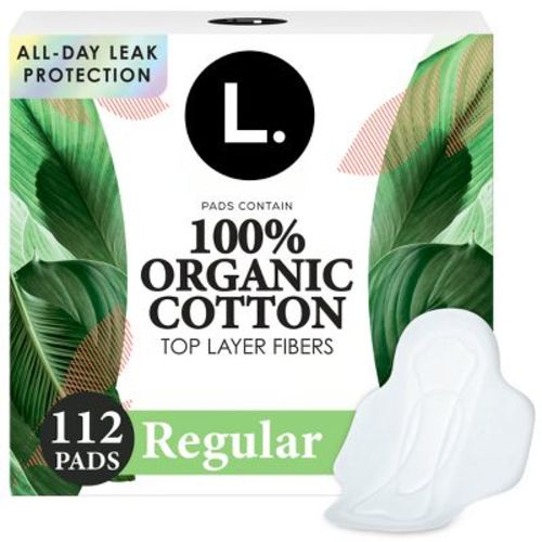 L. Organic Cotton Top Layer Ultra Thin Pads - Regular Absorbency - 112ct