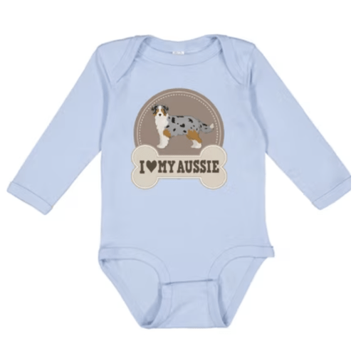 Inktastic Australian Shepherd Toy Aussie Boys or Girls Long Sleeve Baby Bodysuit