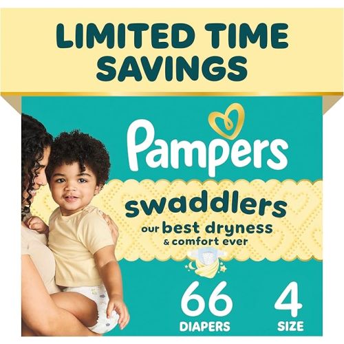 Pampers Swaddlers Diapers, Size 0 (up to 10 lbs), 84 Count, Hypoallergenic, Absorbent, Keeps Baby Dry and Comfortable, Skin Safe Disposable Newborn Baby Diaper