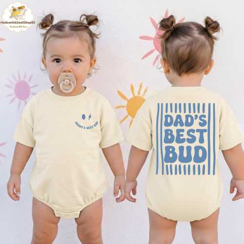 Personalized Dad's Best Bud Baby Romper, Baby Shower Gift, Custom First Father's Day Baby Outfit, New Born Shower Gift, Baby Boy Clothes
