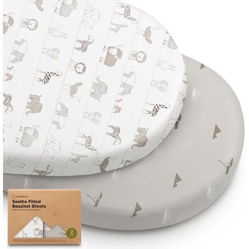 2pk Organic Baby Bassinet Sheets Boys, Girls, Fitted Sheet (Savannah)
