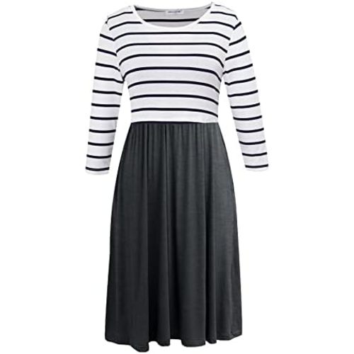 Smallshow Women's Maternity Nursing Dress 3/4 Sleeve Dress for Breastfeeding