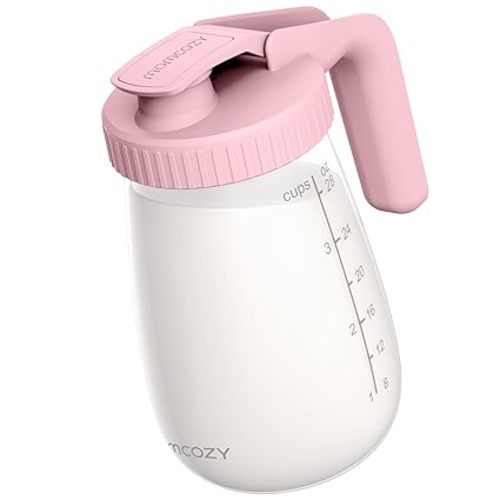Momcozy Breast Milk Pitcher, Resistant to Heat and Cold Abrupt Temp Swings, No Leak Breast Milk Fridge Storage Container With Wide Mouth, Fast Baby Formula Maker, Breastfeeding Essentials, Pink