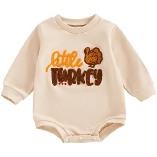 Ayalinggo Newborn My First Halloween Baby Outfit Hey Pumpkin Bubble Romper Long Sleeve Crewneck Sweatshirts Fall Clothes