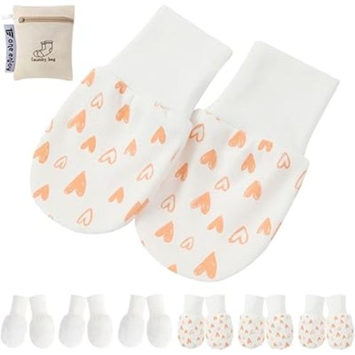Newborn Baby Mittens Anti Scratch Baby Mittens No Scratch Mittens Baby Gloves for 0-6 Months Girls (6 Pairs)