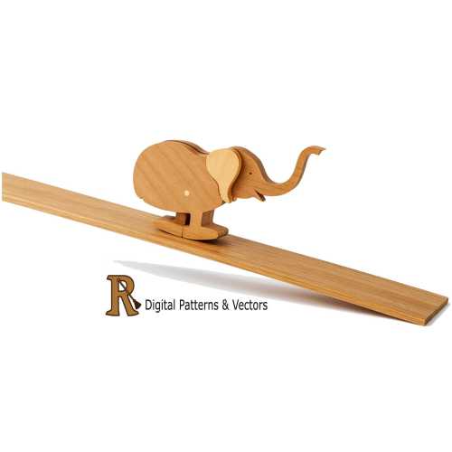 Ramp walker Elephant wooden toy PDF Patterns and Assembly guide