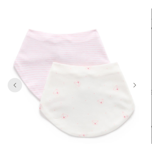 Pink Bear 2 Pack Dribble Bib - Baby Accessories - Purebaby - Purebaby