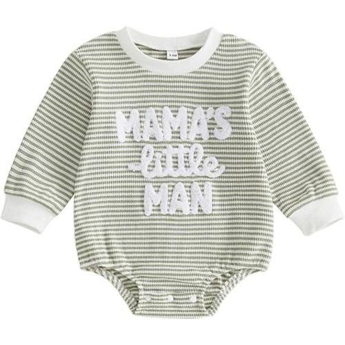 Mamas Little Man- Green Stripe 6-9M