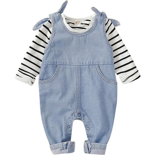 Saeaby Toddler Infant Baby Clothes Girls Jeans Jumpsuit Romper Denim Overalls Jeans Baby Girls Clothes Outfits