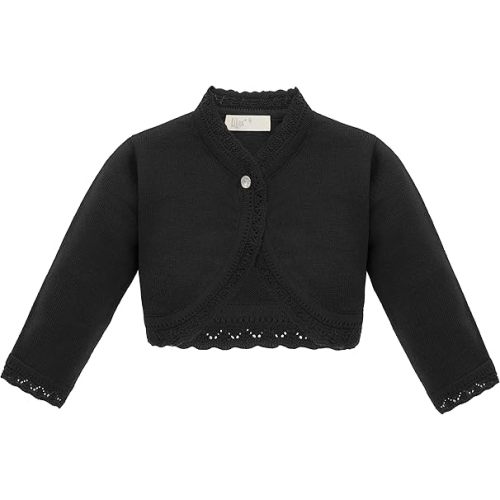 Lilax Little Girls' Knit Long Sleeve Button Closure Bolero Cardigan Shrug