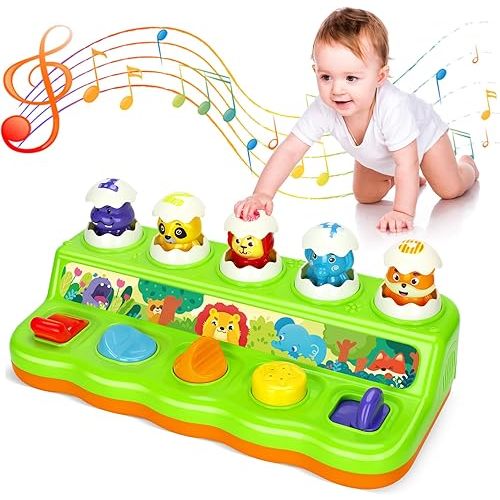Duchong Easter Basket Stuffer, Interactive Pop up Toys with Music & Light, Early Learning Musical Toys for Toddlers 1-3, Easter Gift for Babys Infants 9-12-18 Months