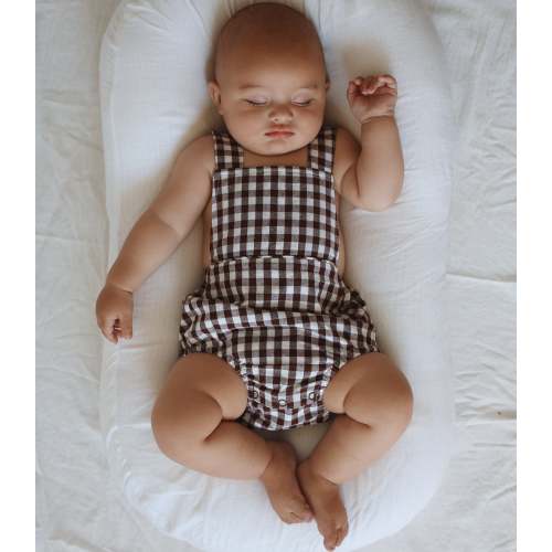 Cocoa Gingham - Cross Back Romper