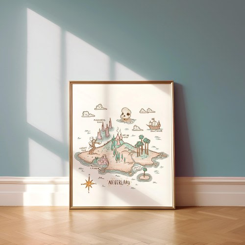 Neverland Map Print: Whimsical Kids Room Decor