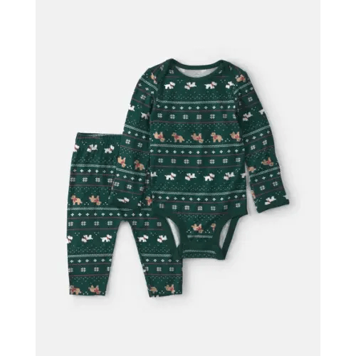 Baby 2-Piece Fair Isle PurelySoft™ Long-Sleeve Bodysuit & Pant Set - Green | Carter's