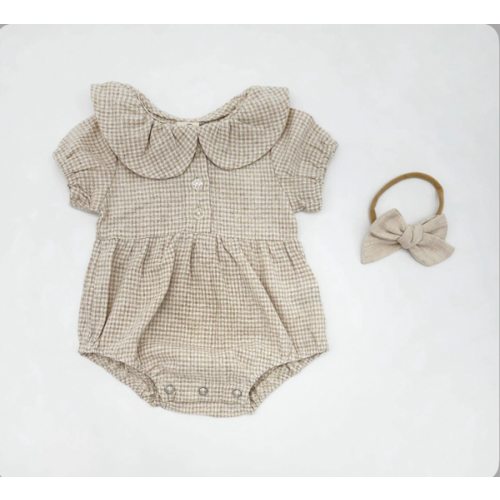 Adalia Gingham Romper Set – Olive and Cradle