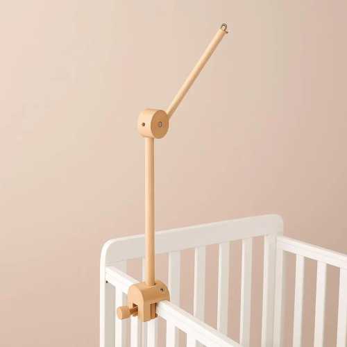 Natural Beech Wood Baby Crib Mobile Hanger Arm: Cloud & Flower Shape Designs | Adjustable Height