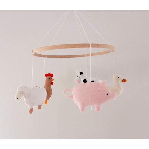Farm Animals Crib Mobile: Handmade Felt Nursery Decor