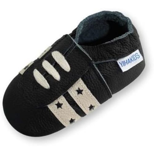 YIHAKIDS Soft Leather Baby Shoes Boys Girls Moccasins First Walking Crib Shoes Soft Sole Walking Shoes Sneakers for Infant Toddlers 0-24 Months