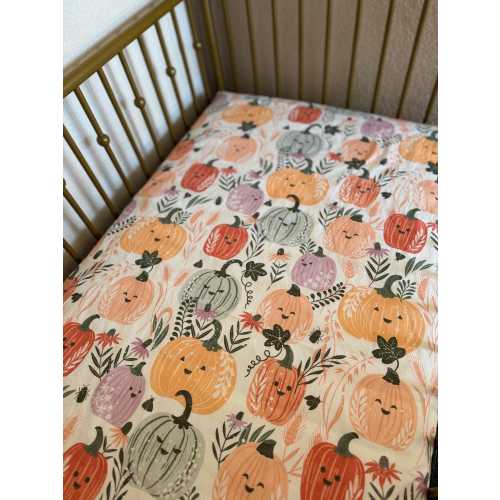 Vintage Pumpkin Patch Cotton Crib Sheets for Baby Nursery Decor