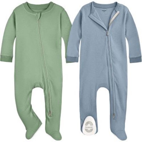 KeaBabies Soothe Sleep N' Play Footed Pajama, Cotton Baby Sleepers 3-6 Months, Soft Newborn Sleepers with Mitten Cuffs (Slate, 3-6 Months)