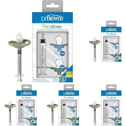 Dr. Brown's Pacidose Liquid Medicine Dispenser for Babies and Toddlers, Oral Syringe and Two Bulb Sizes, 0-6 m and 6-18 m, BPA-Free