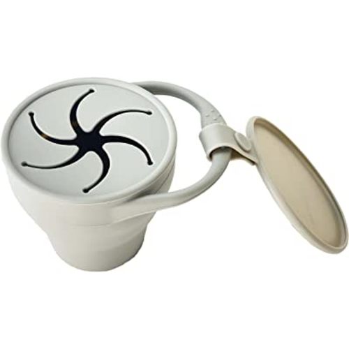 otterlove Collapsable Silicone Snack Container with Attachable Lid | 100% Pure LFGB Platinum Silicone with No Fillers | Snack Cup (Single - Sand)