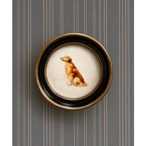 Golden Retriever Dog Art Print | Vintage Style Round Framed Dog Painting Wall Decor | Dog Painting for Home, Office, Nursery, Boy's Room