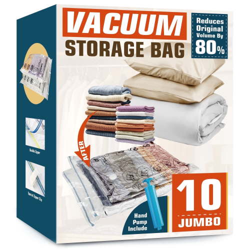 AGALI Large Space Vacuum Storage Bags 10 Jumbo Pack for Clothes Comforters Blankets Bedding
