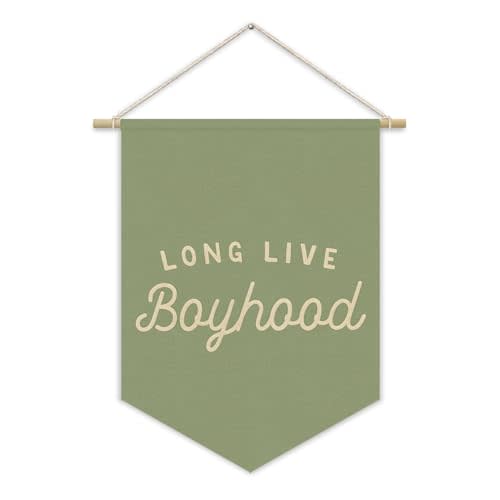 Long Live BoyHood Banner Sage Green Decor Boy Room Decor,Nursery Playroom Wall Decor For Boys Bedroom Toddler Decorations Teen Boy Room Decor,Wall Hanging Pennant Flag Banner 15x11in