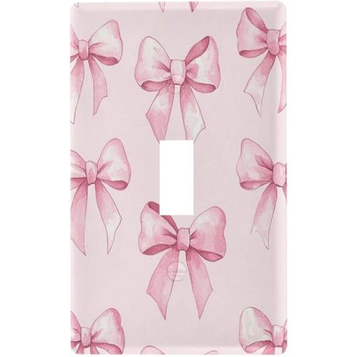 Pink Bows Wall Plates, Duplex Outlet Covers, Toggle Light Switch Plates, Decorator Light Switch Cover, Standard Size Wall Plates for Bedroom Home Decor