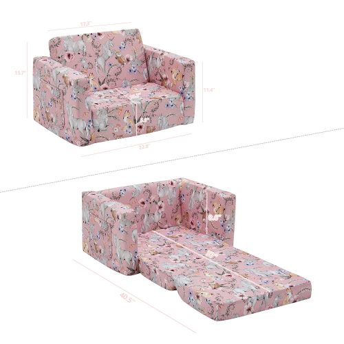 Kids Sofa, Children's 2 in 1 Convertible Sofa to Lounger