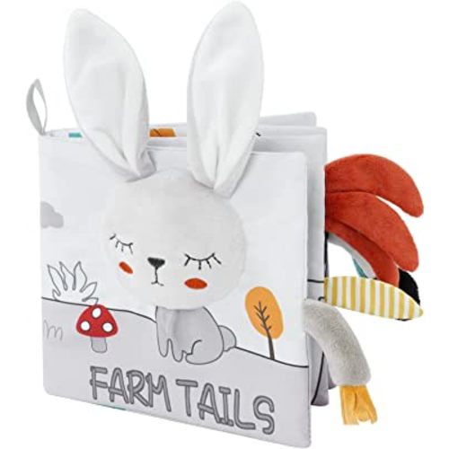 Vicloon Cloth Books, 3D Touch Feel High Contrast Cloth Book, Baby Books Toys for Baby 0-12 Months, Soft Baby Books Touch and Feel Crinkle for Infants Toddler Gifts Toy(Rabbit)