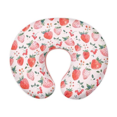 Watercolor Strawberry Print Nursing Pillow Cover, Soft Stretchy Removable Slipcover for Breastfeeding Pillows,Comfortable Nursing Pillow Case for Infant Baby Boys Girls Newborn