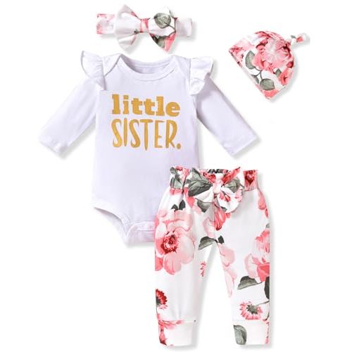 fioukiay Baby Girls Clothes Infant Romper Bodysuit Pants Set with Headband