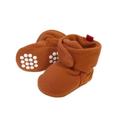 Wrapables Fleece Baby Booties with Anti-Skid Bottoms Brown 6-12 M