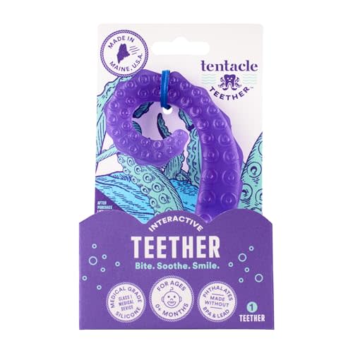 Tentacle Teether  Made in USA Medical Grade Silicone Teether for Infants  Multi-Stage Molar Relief & Interactive Parent-Finger Fit  0-24 Months