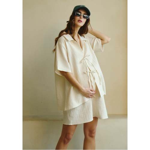 TRIPLE MUSLIN NURSING TOP & SHORTS SET