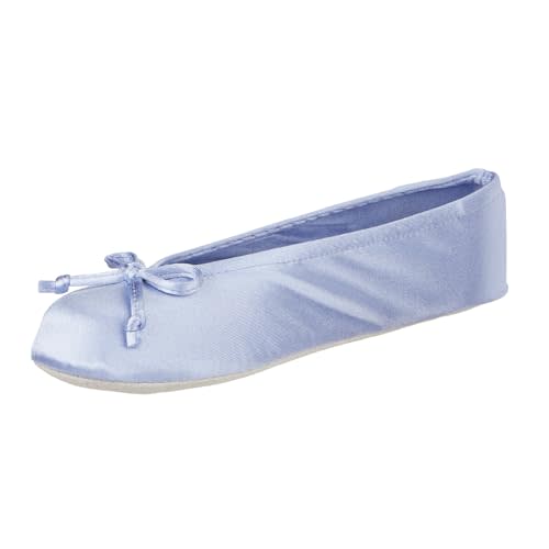 isotoner Women's Satin Ballerina Slippers with Soft Tie Bow and Suede Sole