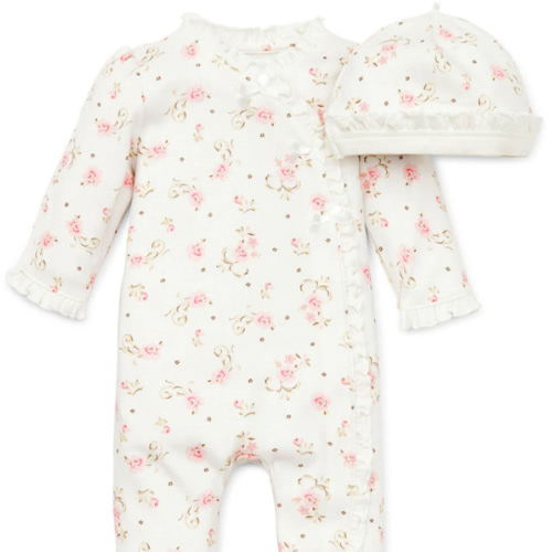 Vintage Rose Footed One-Piece And Hat