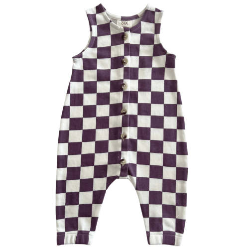 Berry Cheesecake Checkerboard / Organic Bay Jumpsuit