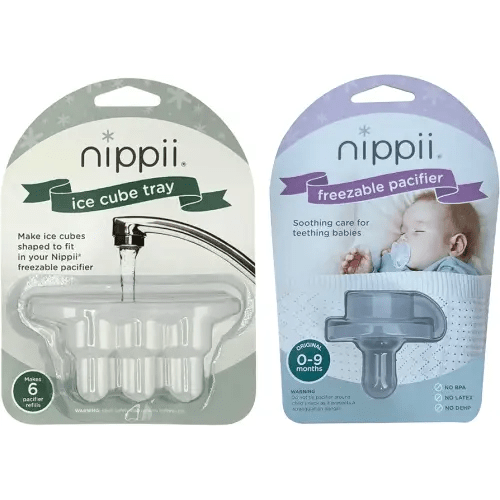 Freezer Teether Pacifier & Ice Cube Tray – Soft Silicone Freezable Teething Paci for Baby Teething Relief - Cold Teething Toy 0-9 Months - BPA Free, Medical Grade & Easy to Clean