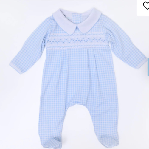 Mini Checks Smocked Footie - Blue – Magnolia Baby