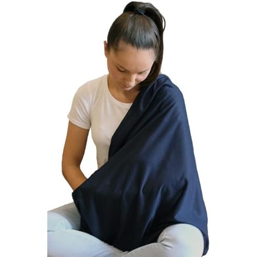 LK Baby Infinity Nursing Scarf Breastfeeding Cover Ultra Soft Premium Jersey Polyester- 100% AZO free and Safe for Baby (Navy Blue)
