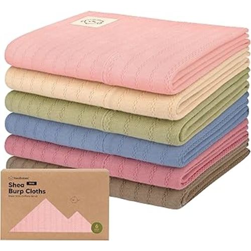 KeaBabies Organic Cotton Burp Cloths Baby Girl, Boy - 6-Pack Large Burping Clothes for Babies, Spit Up Rags, Super Soft & Absorbent Newborn Wash Towels, Gender Neutral, Non-Shrink (Stria, Boho)