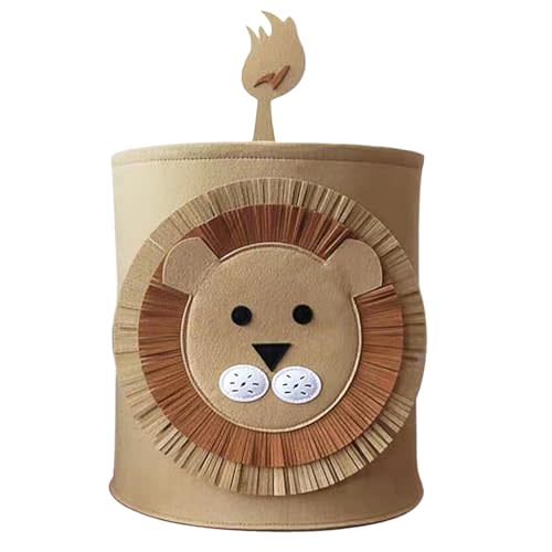WEI LONG Cute Foldable Felt Laundry,Nursery Hamper Laundry Basket,Storage Baskets for Kids Boys and Girls,Office,Bedroom,Clothes,Toys(Lion)